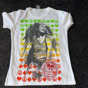 Bob Marley Graphic T-Shirt - White with Multicolor Design
